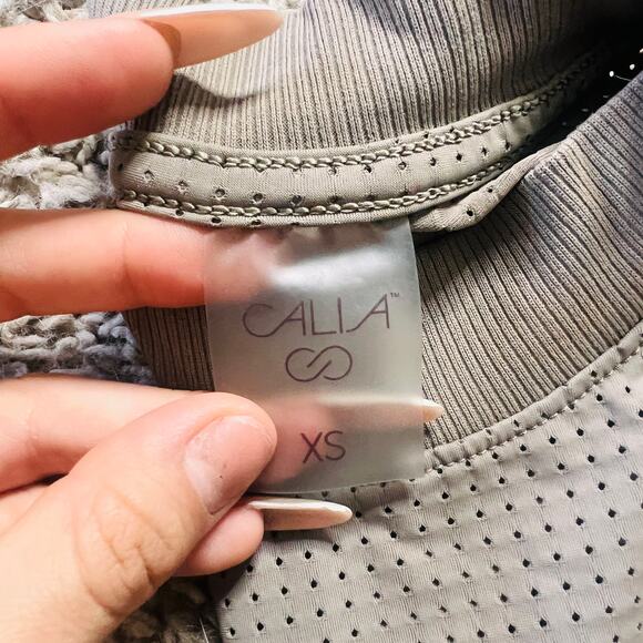 Calia Bubble Mesh Yoga Tank Workout Shirt Active Wear Gray Green Women's XS - Picture 4 of 4